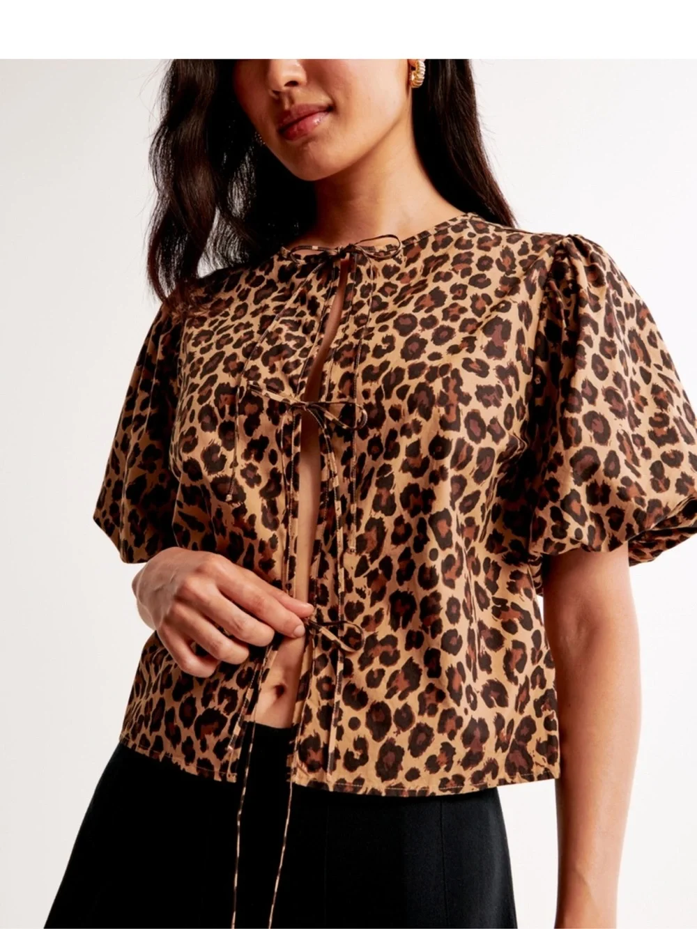 Abercrombie & Fitch Girls' Leopard Print Tie-Front Jacket - Brown